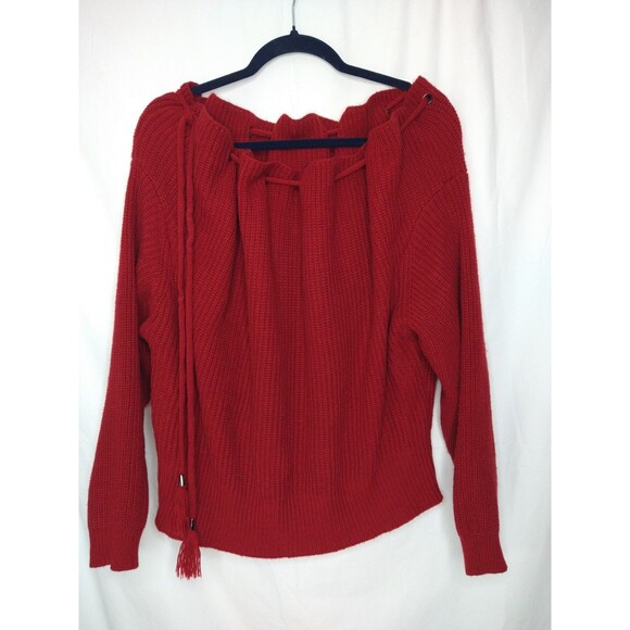ILLord Sweater Size XL Burgundy/Maroon/Dark Red Boxy Lagenlook Off The Shoulder - Picture 1 of 13